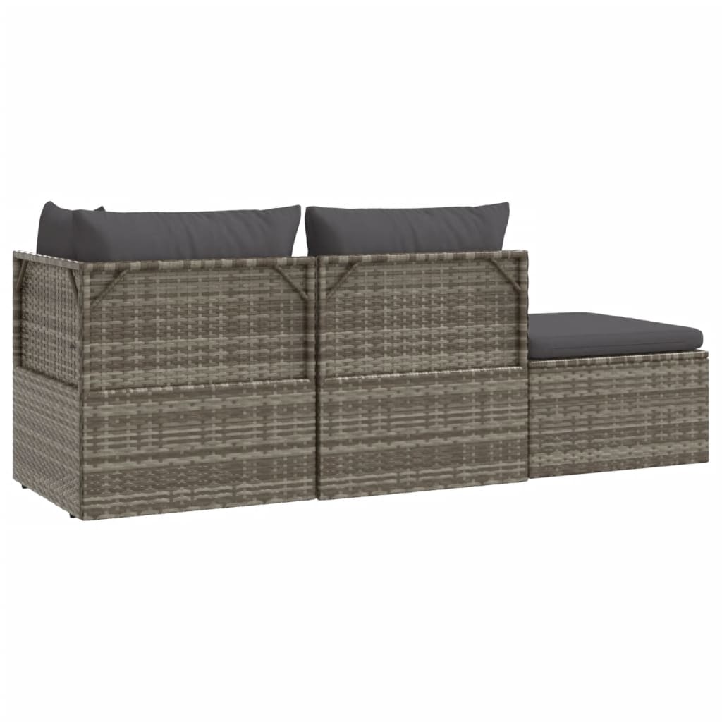 Set Divani da Giardino 4 pz con Cuscini in Polyrattan Grigio - homemem39