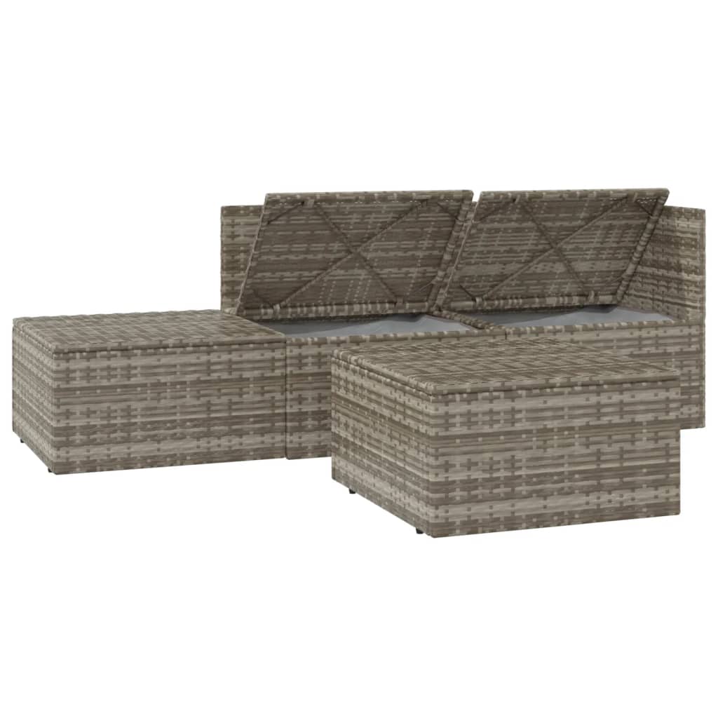 Set Divani da Giardino 4 pz con Cuscini in Polyrattan Grigio - homemem39