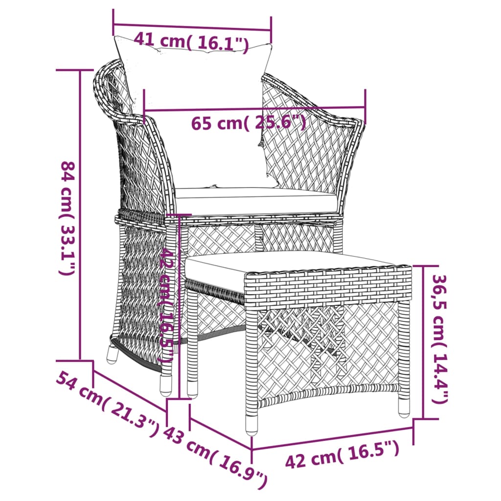 Set Divani da Giardino 2 pz con Cuscini in Polyrattan Marrone | homemem39