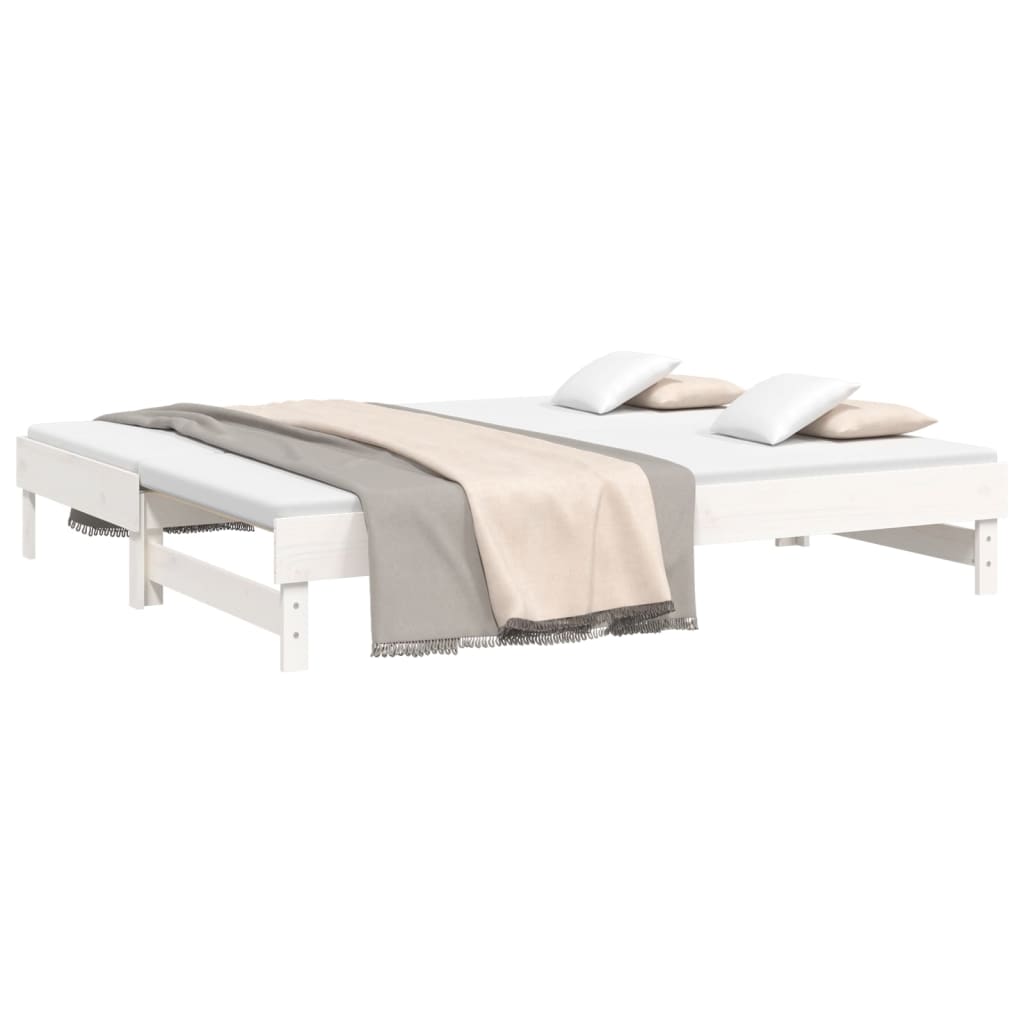 Dormeuse Estraibile Bianca 2x(100x200)cm Legno Massello di Pino - homemem39