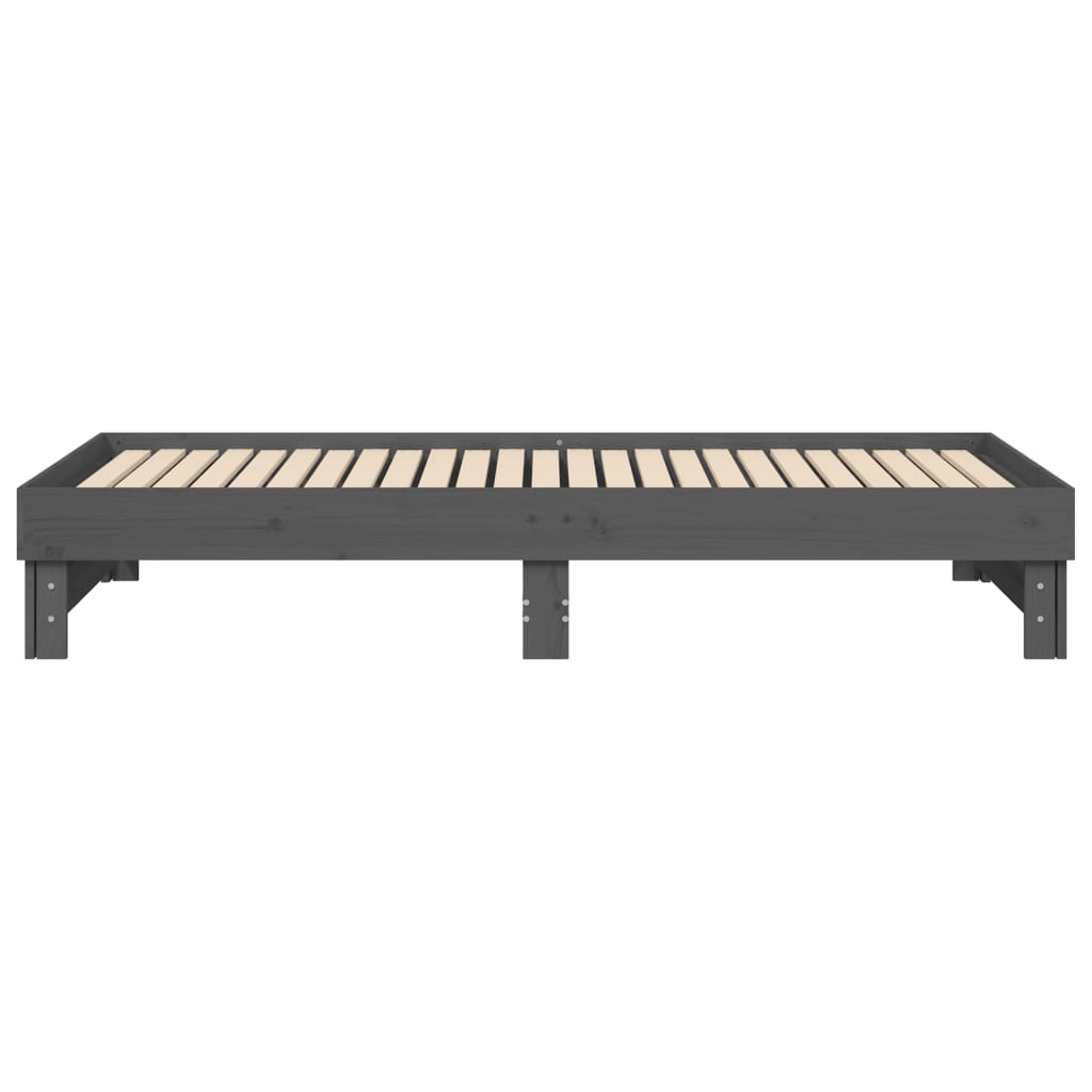 Dormeuse Estraibile Grigia 2x(90x200) cm Legno Massello di Pino - homemem39
