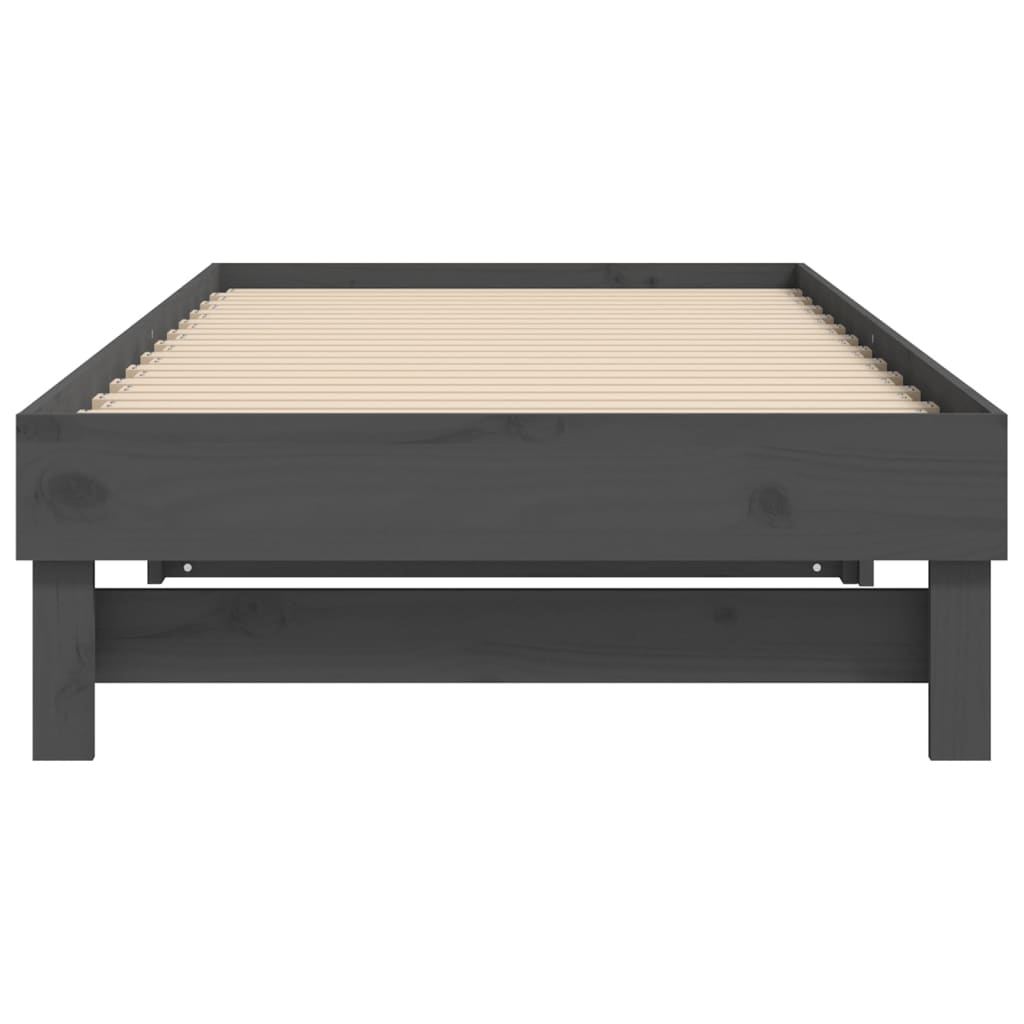 Dormeuse Estraibile Grigia 2x(80x200) cm Legno Massello di Pino - homemem39