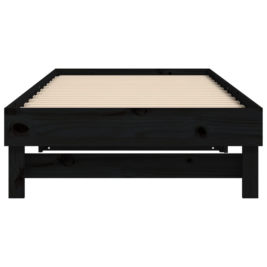 Dormeuse Estraibile Nera 2x(80x200) cm Legno Massello di Pino - homemem39