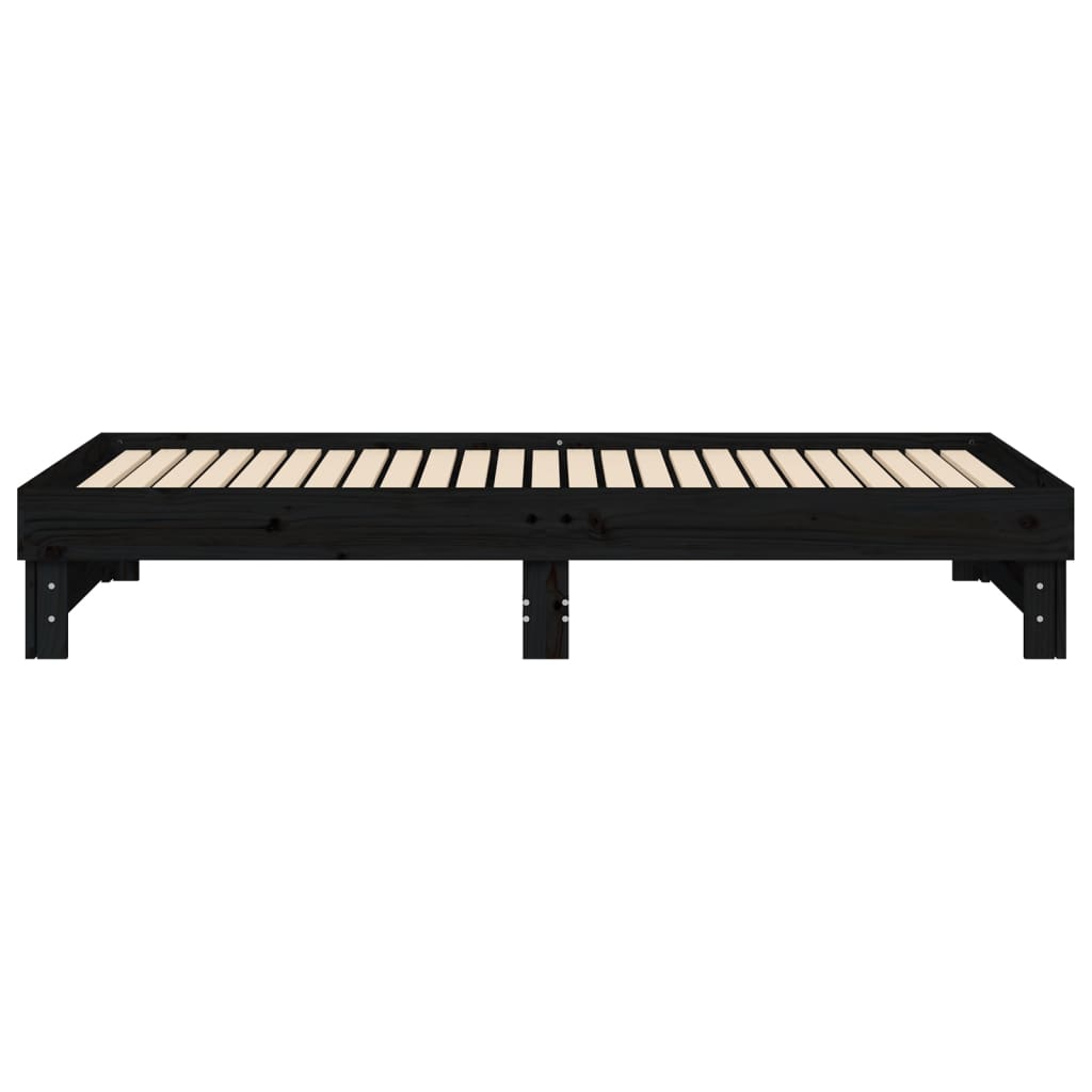 Dormeuse Estraibile Nera 2x(80x200) cm Legno Massello di Pino - homemem39