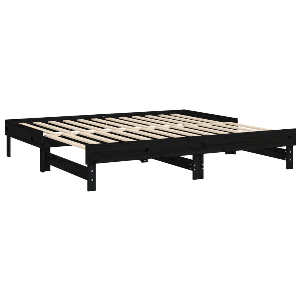 Dormeuse Estraibile Nera 2x(90x190) cm Legno Massello di Pino - homemem39