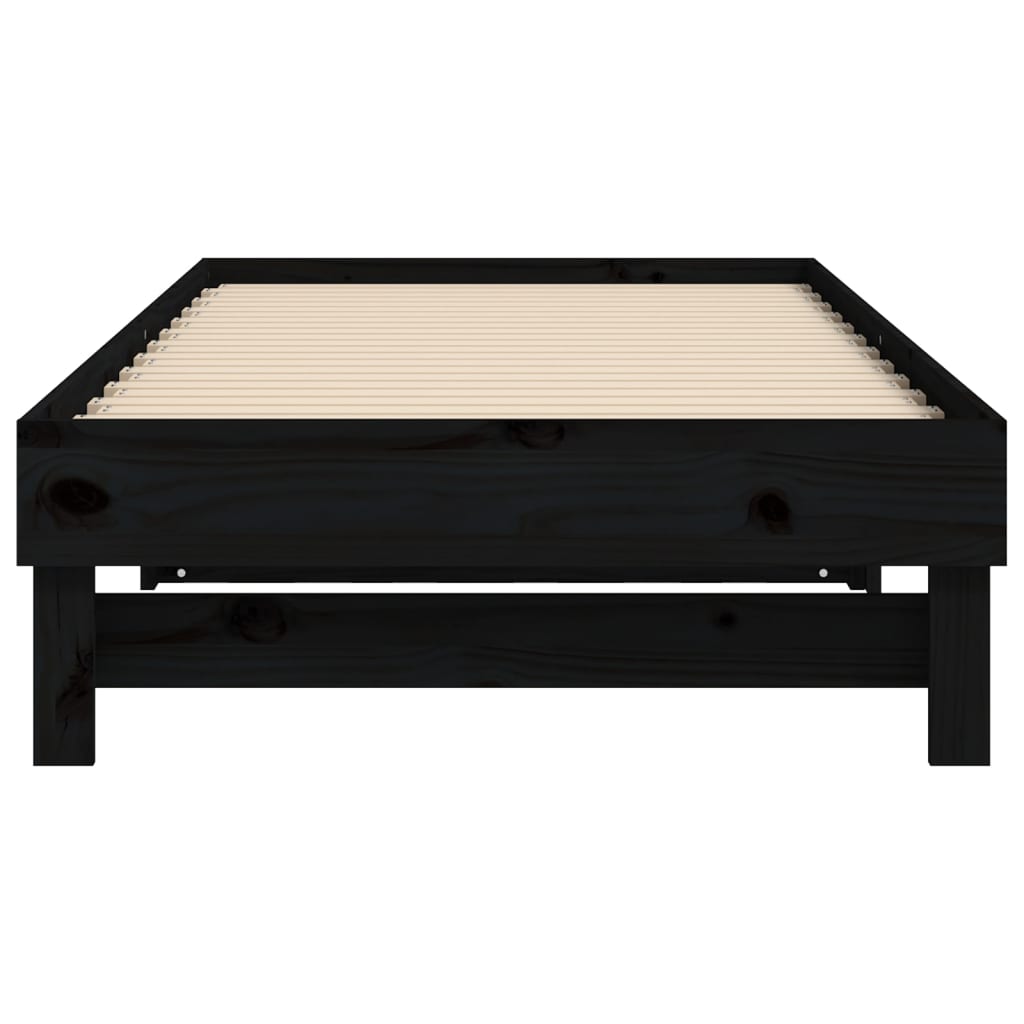 Dormeuse Estraibile Nera 2x(90x190) cm Legno Massello di Pino - homemem39