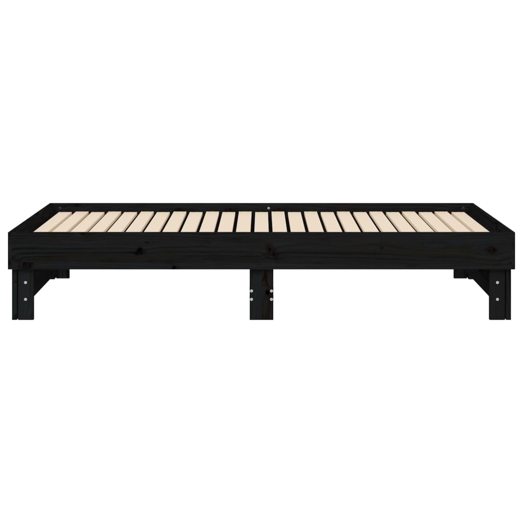 Dormeuse Estraibile Nera 2x(90x190) cm Legno Massello di Pino - homemem39