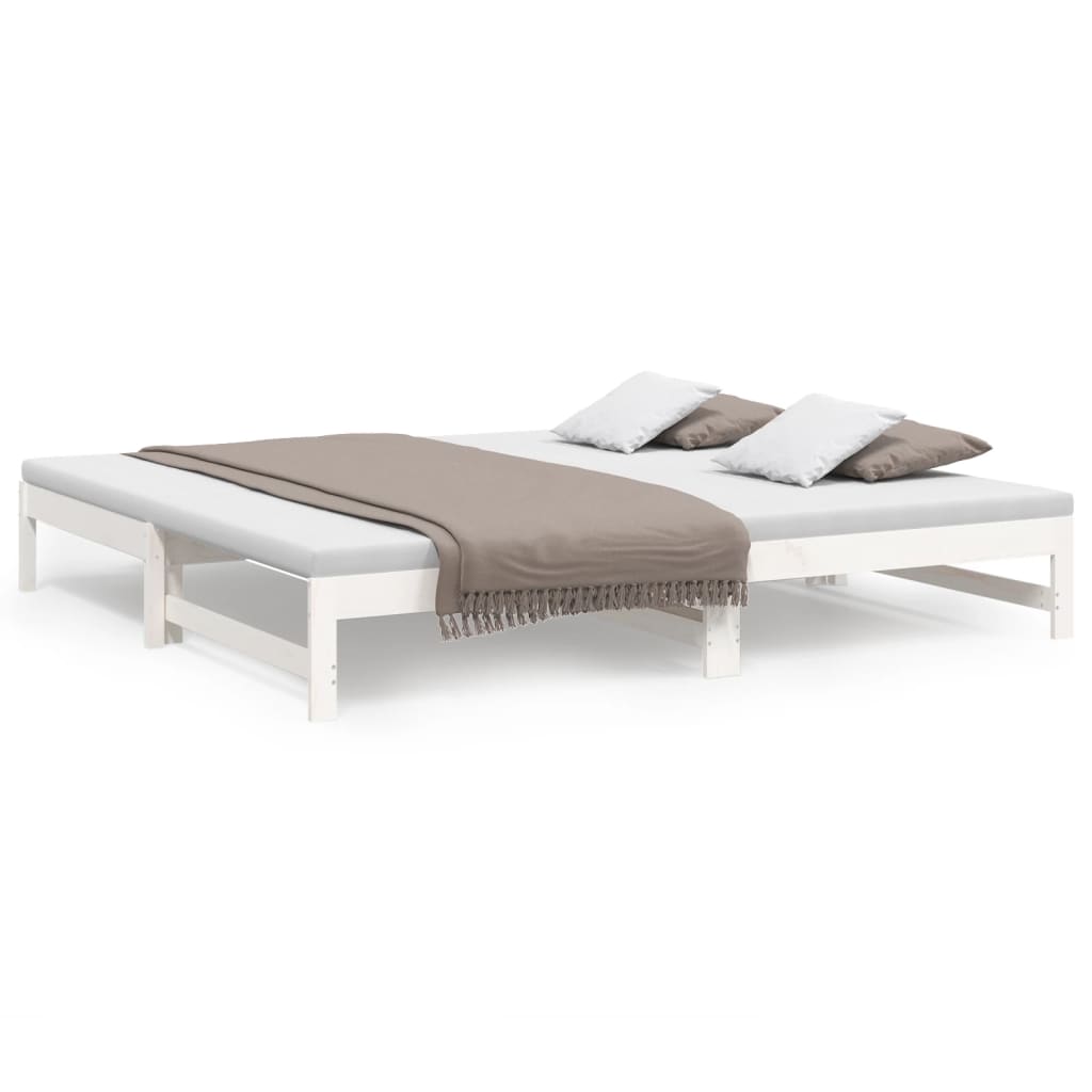 Dormeuse Estraibile Bianca 2x(100x200)cm Legno Massello di Pino - homemem39