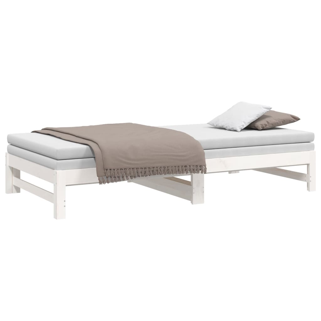Dormeuse Estraibile Bianca 2x(80x200) cm Legno Massello di Pino - homemem39