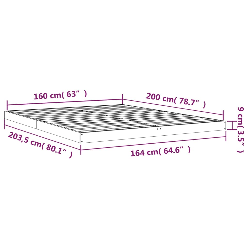 Giroletto senza Materasso Bianco 160x200 cm Legno Massello Pino | homemem39