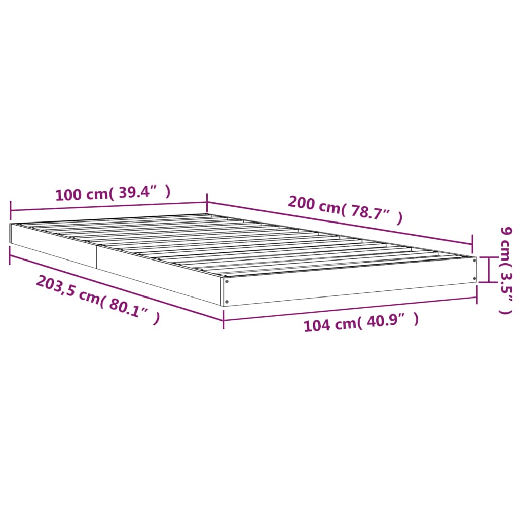 Giroletto senza Materasso 100x200 cm in Legno Massello di Pino | homemem39