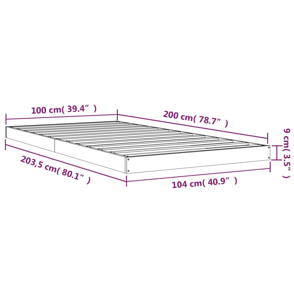 Giroletto senza Materasso Bianco 100x200 cm Legno Massello Pino | homemem39