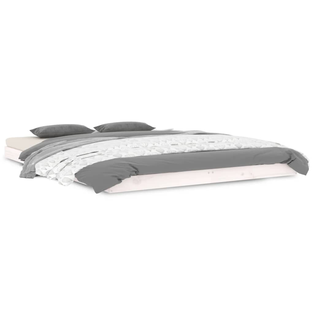 Letto senza Materasso Bianco 140x190 cm Legno Massello di Pino - homemem39
