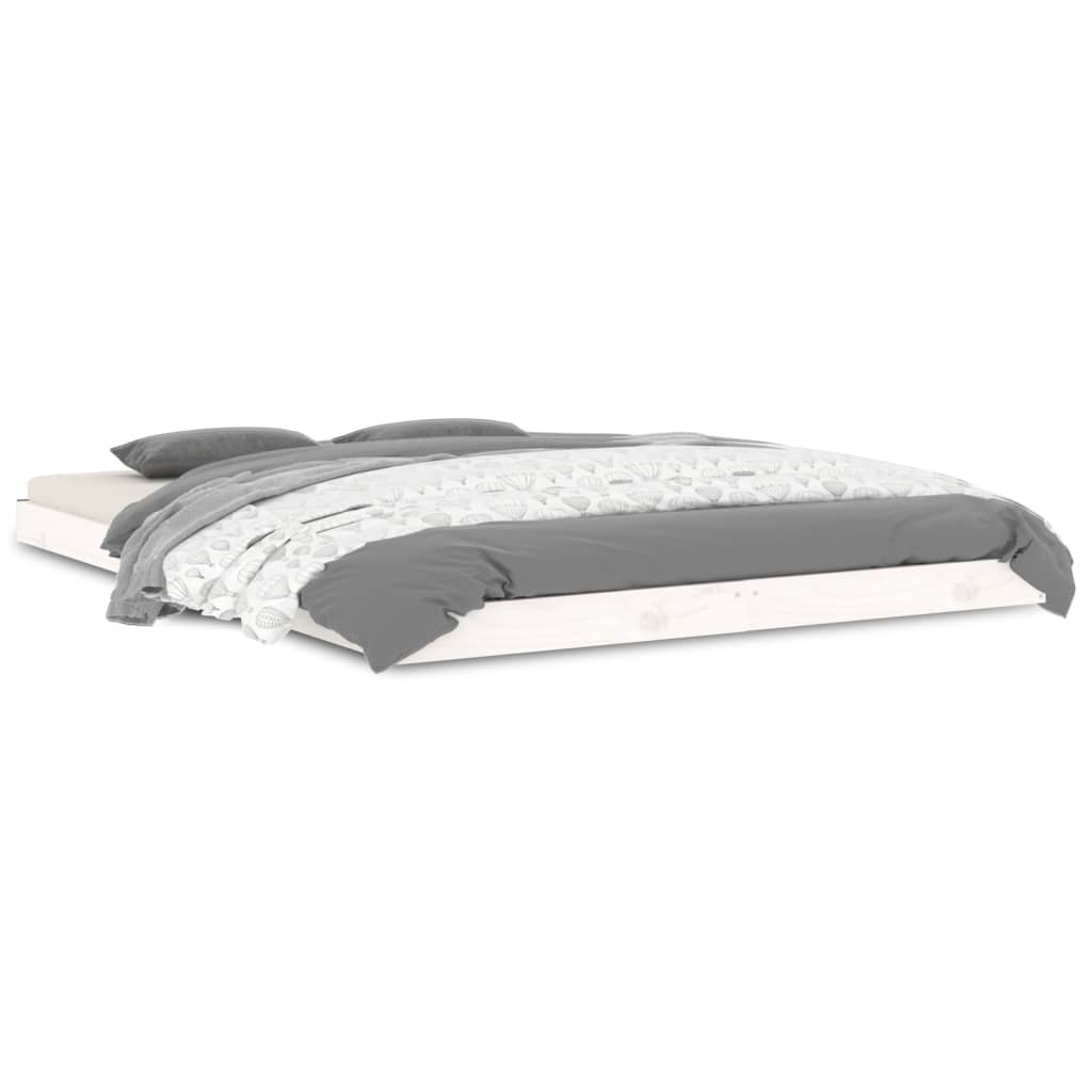 Letto senza Materasso Bianco 135x190 cm Legno Massello di Pino - homemem39