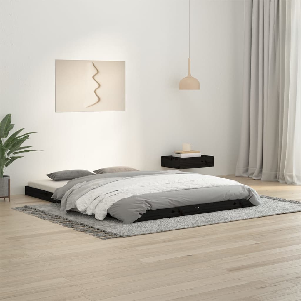 Giroletto Nero 135x190 cm Double in Legno Massello di Pino - homemem39