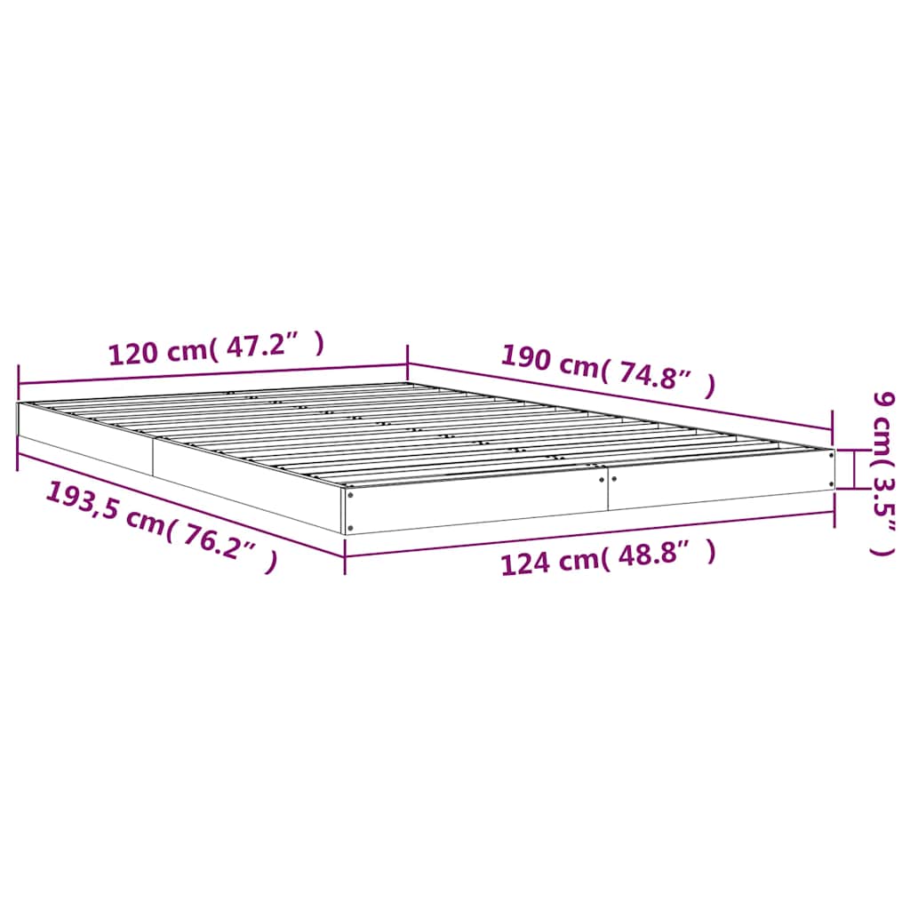 Letto senza Materasso Bianco 120x190 cm Legno Massello di Pino | homemem39