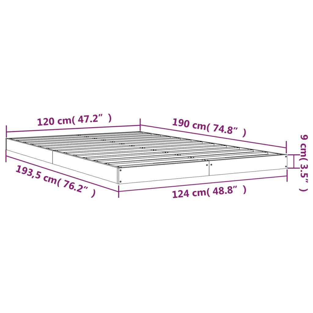 Giroletto Nero 120x190 cm Small Double Legno Massello di Pino - homemem39