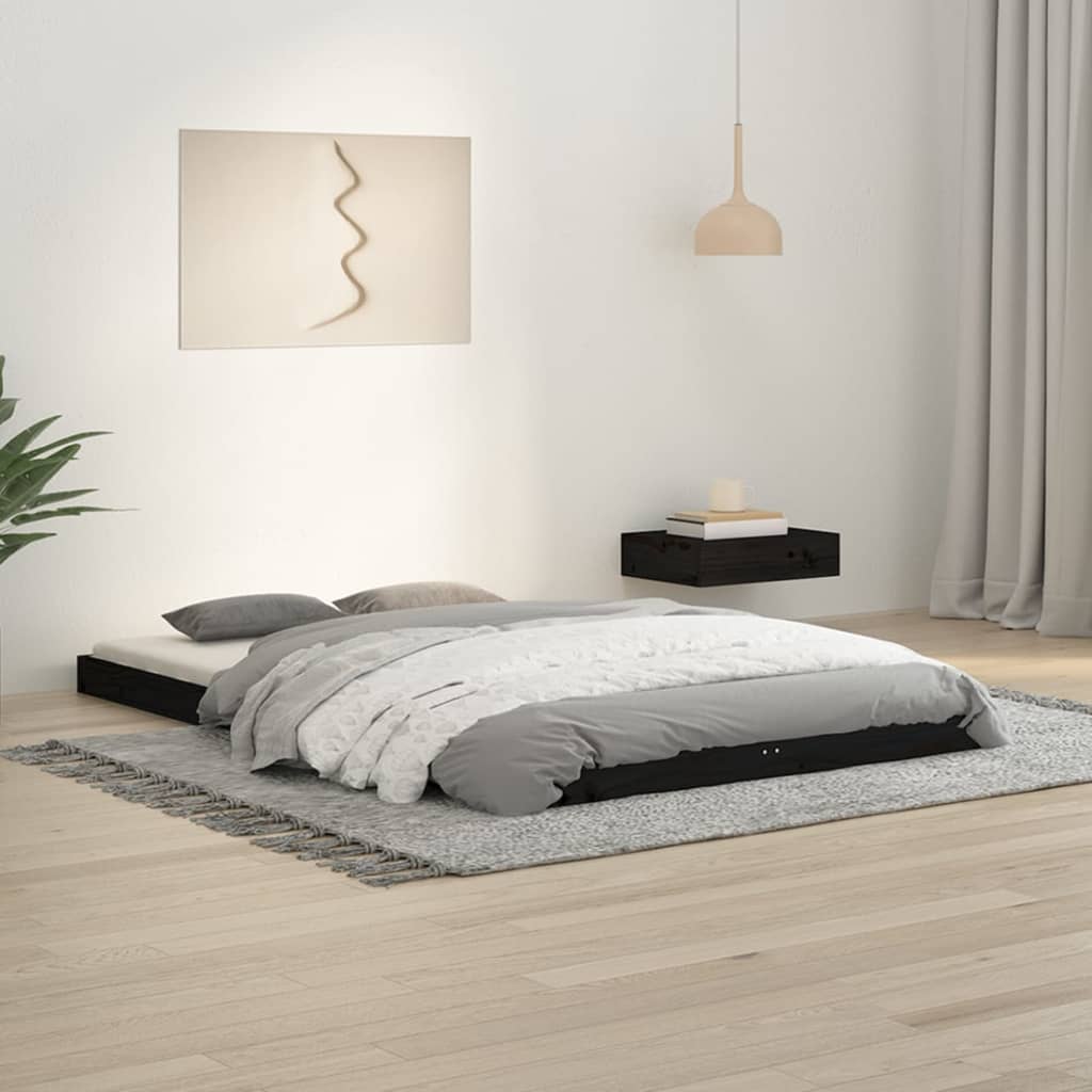 Giroletto Nero 120x190 cm Small Double Legno Massello di Pino - homemem39