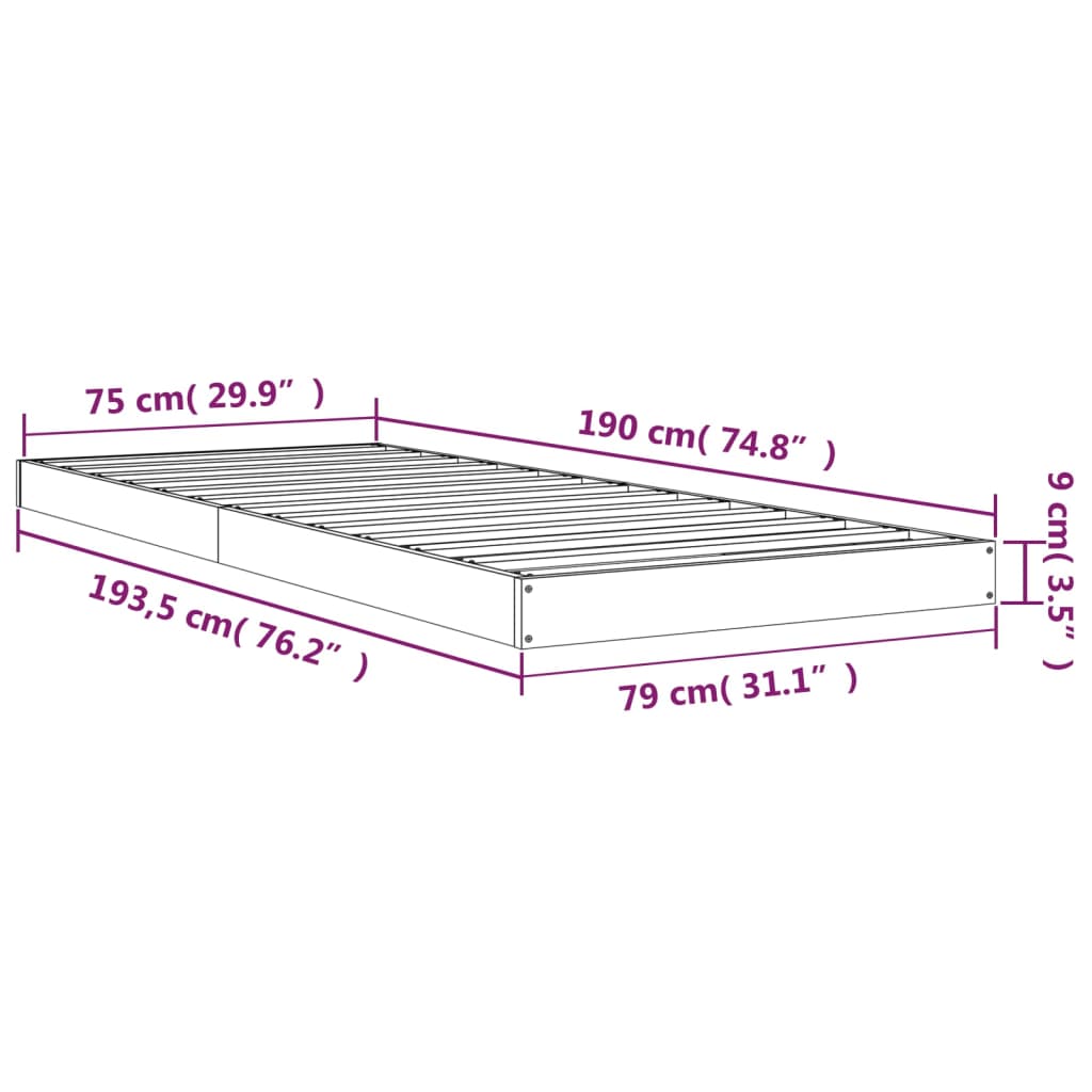 Giroletto Grigio 75x190 cm Small Single Legno Massello di Pino - homemem39