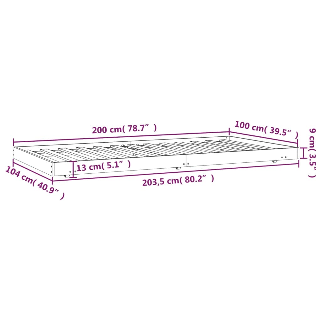 Giroletto senza Materasso Bianco 100x200 cm Legno Massello Pino - homemem39