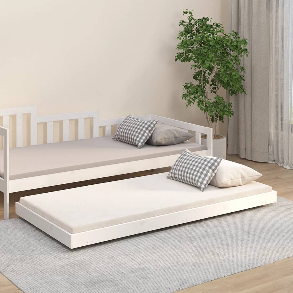 Giroletto senza Materasso Bianco 75x190 Legno Massello di Pino - homemem39