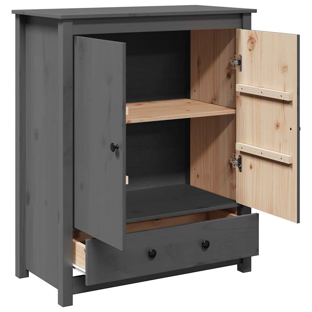 Credenza Grigia 83x41,5x100 cm in Legno Massello di Pino - homemem39