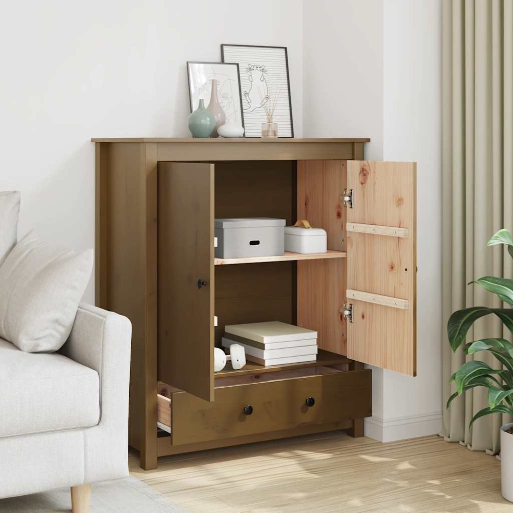 Credenza Marrone Ambra 83x41,5x100 cm in Legno Massello di Pino - homemem39