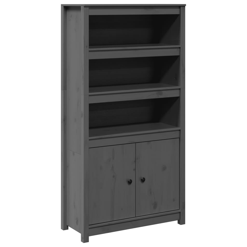 Credenza Grigio 80x35x154 cm in Legno Massello di Pino - homemem39