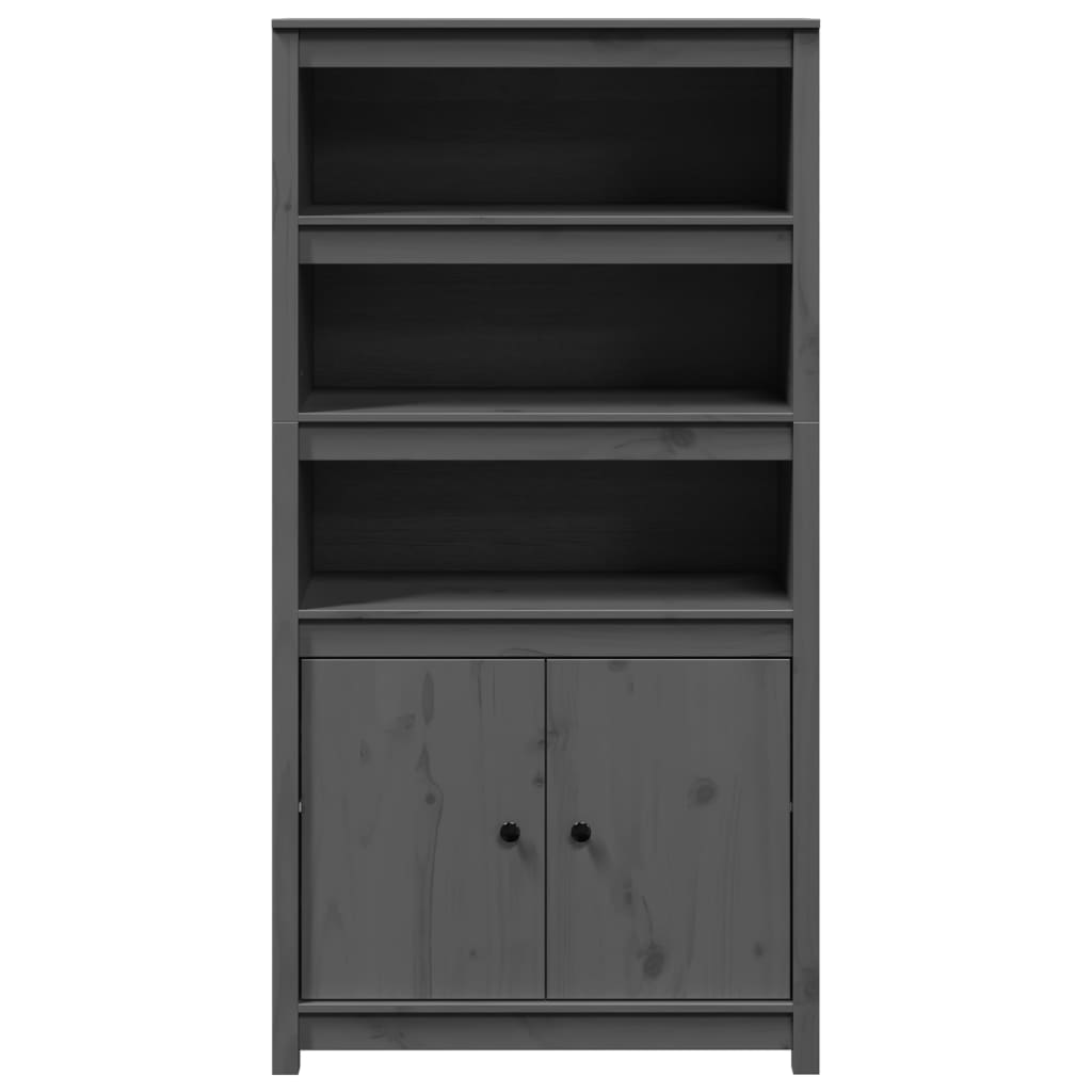 Credenza Grigio 80x35x154 cm in Legno Massello di Pino - homemem39