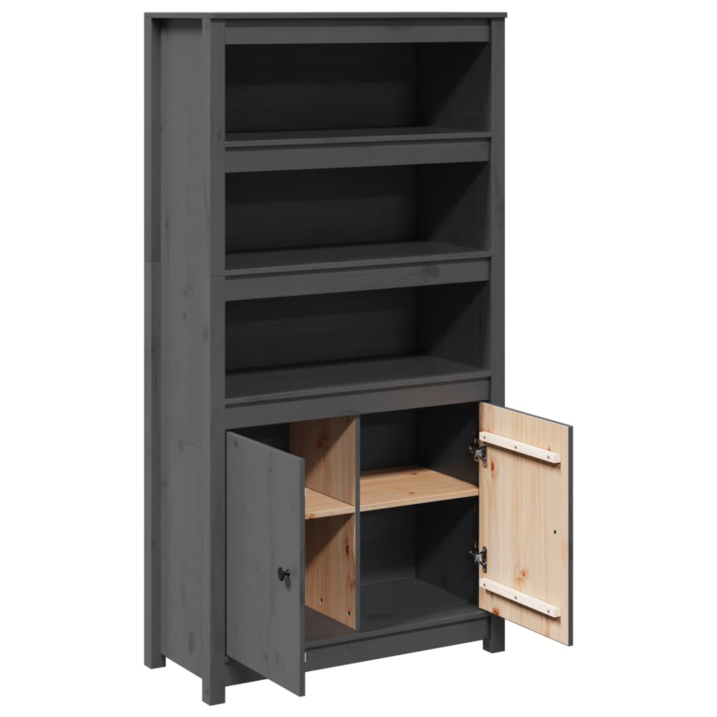 Credenza Grigio 80x35x154 cm in Legno Massello di Pino - homemem39
