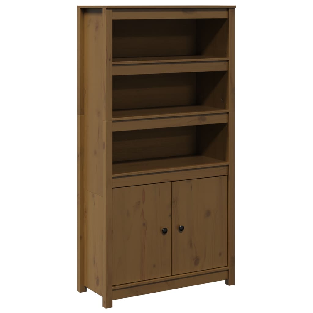 Credenza Marrone Ambra 80x35x154 cm in Legno Massello di Pino - homemem39