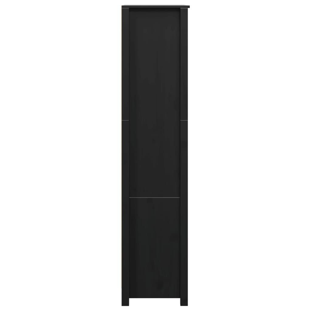 Credenza Nera 80x35x154 cm in Legno Massello di Pino - homemem39