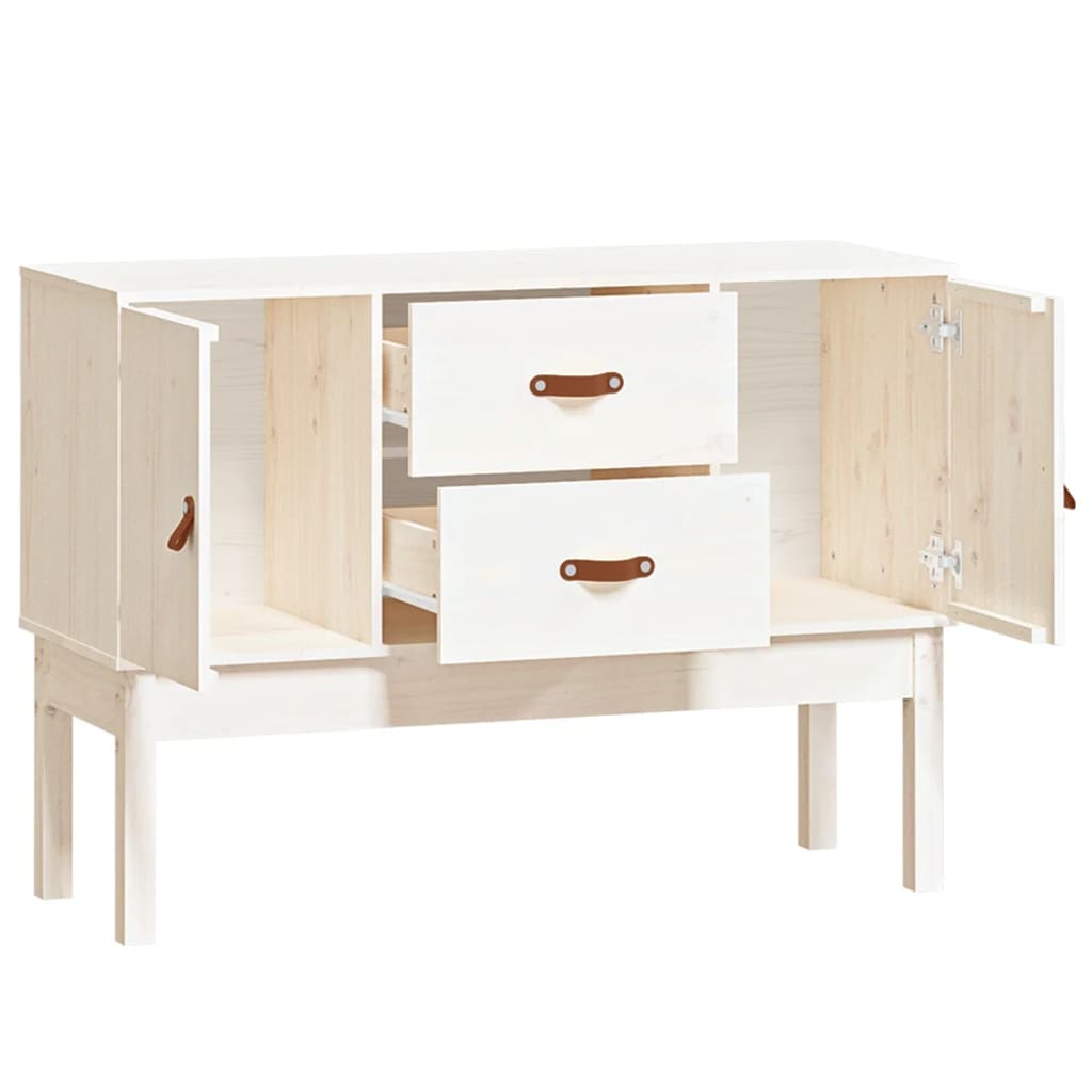 Credenza Bianca 110x40x78 cm in Legno Massello di Pino - homemem39