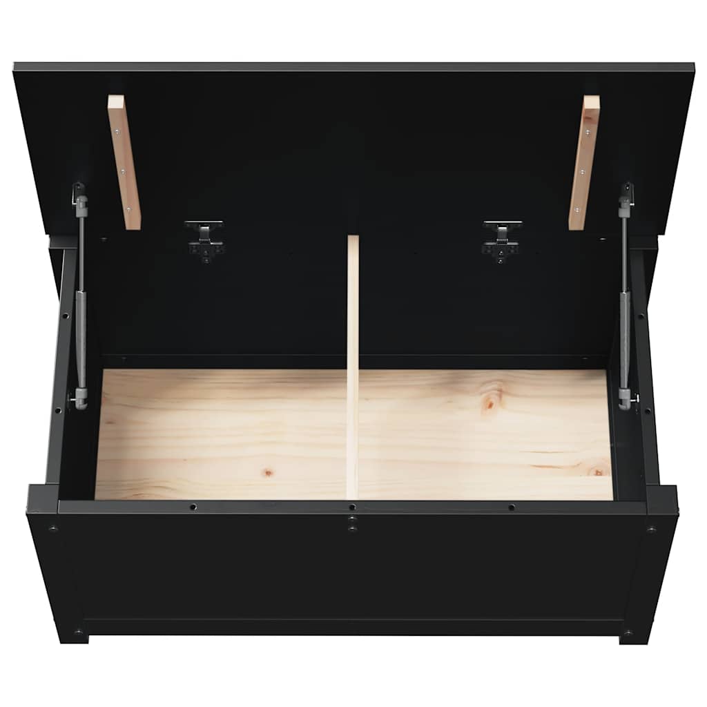 Contenitore Portaoggetti Nero 80x40x45,5cm Legno Massello Pino - homemem39