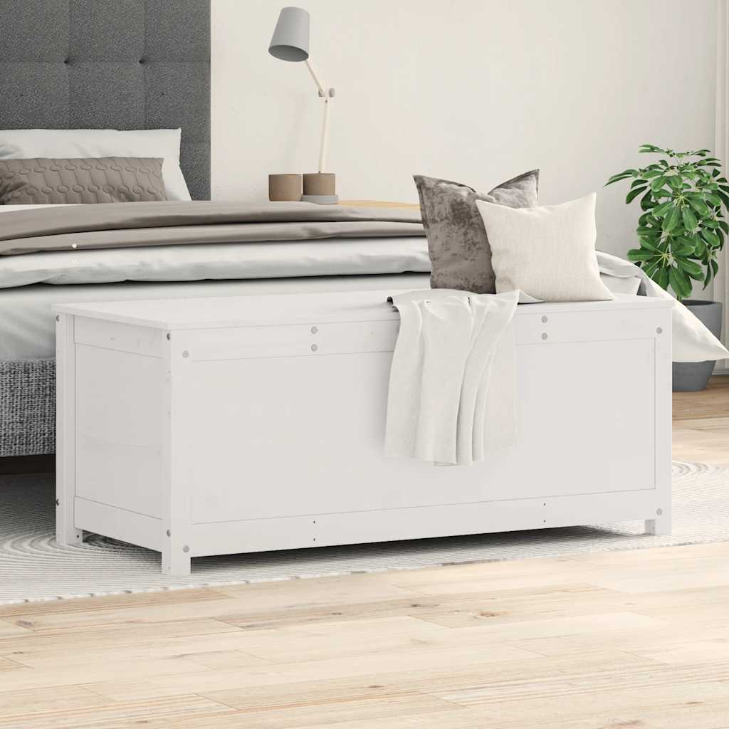 Contenitore Portaoggetti Bianco 110x50x45,5cm Massello di Pino - homemem39