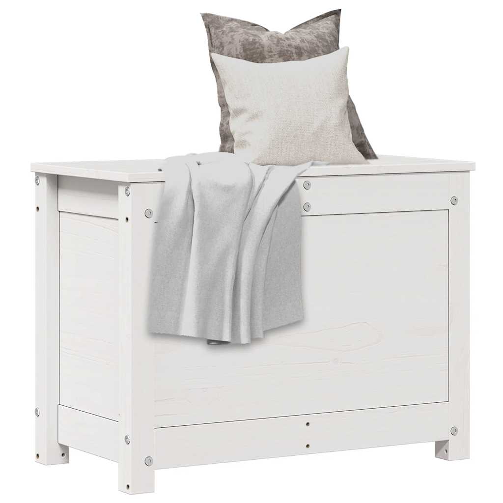 Contenitore Portaoggetti Bianco 60x32x45,5cm Massello di Pino - homemem39