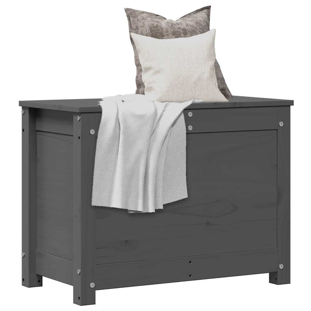 Contenitore Portaoggetti Grigio 60x32x45,5cm Massello di Pino - homemem39