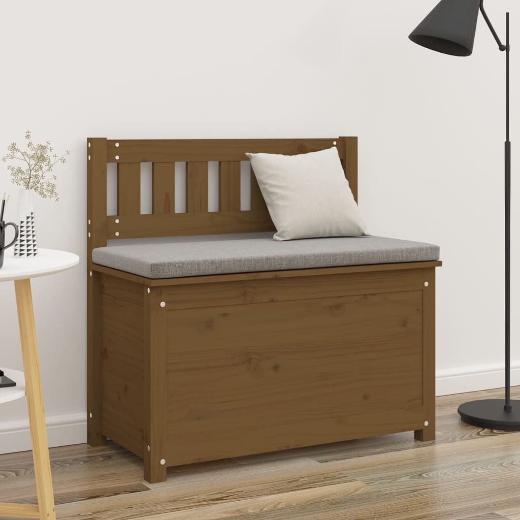 Panca Marrone Ambra 80x41x77 cm in Legno Massello di Pino - homemem39
