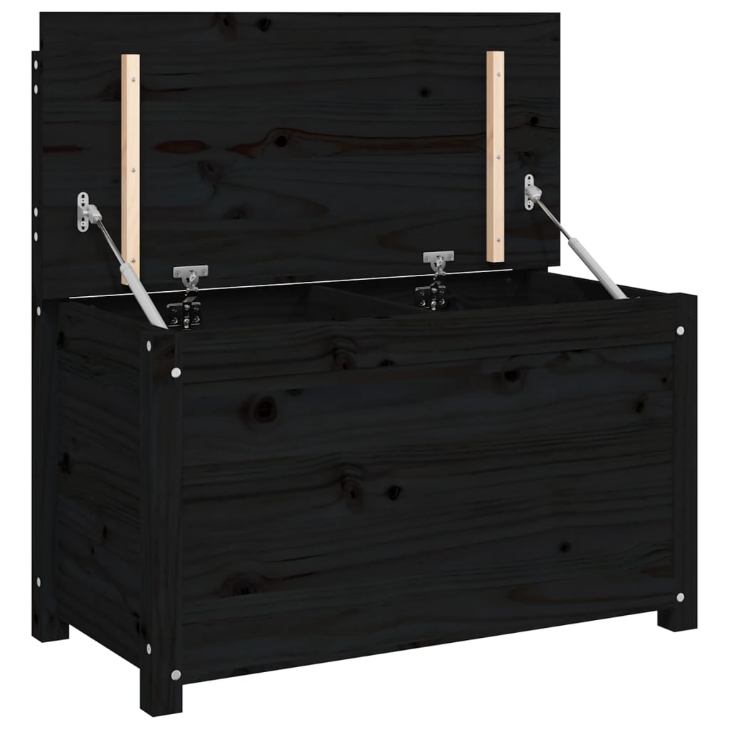 Panca Nera 80x41x77 cm in Legno Massello di Pino - homemem39