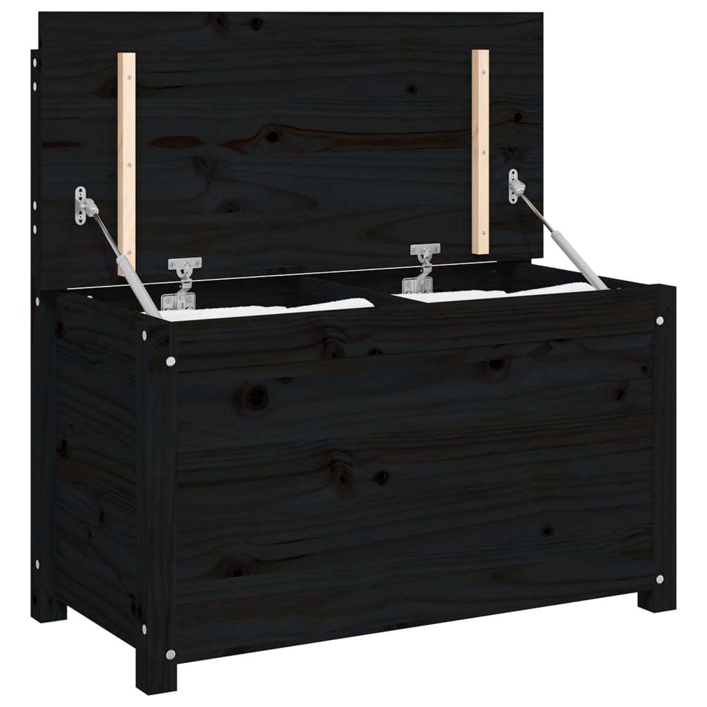 Panca Nera 80x41x77 cm in Legno Massello di Pino - homemem39