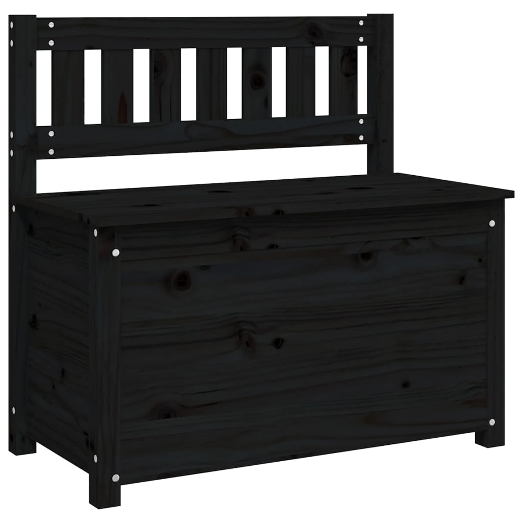 Panca Nera 80x41x77 cm in Legno Massello di Pino - homemem39