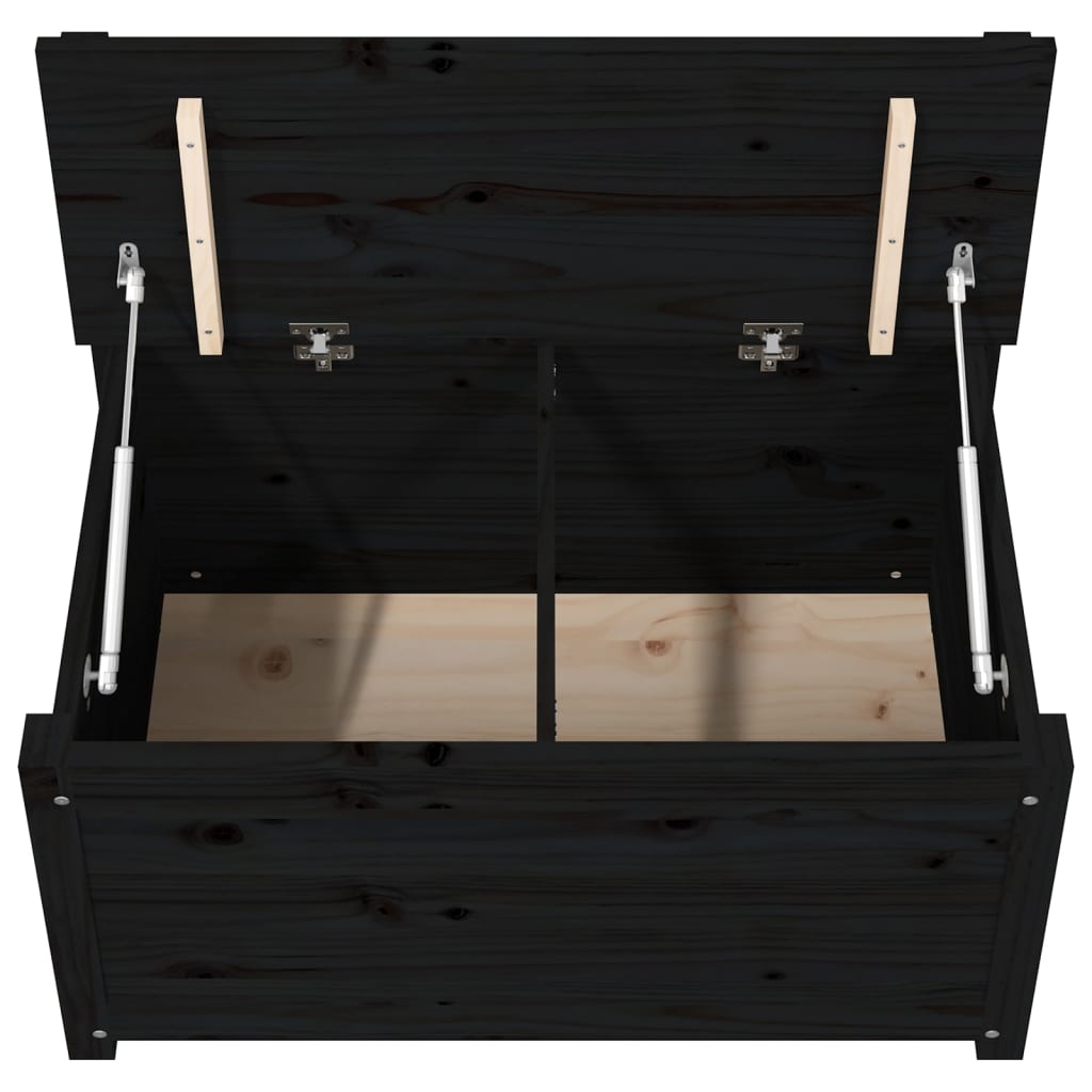 Panca Nera 80x41x77 cm in Legno Massello di Pino - homemem39