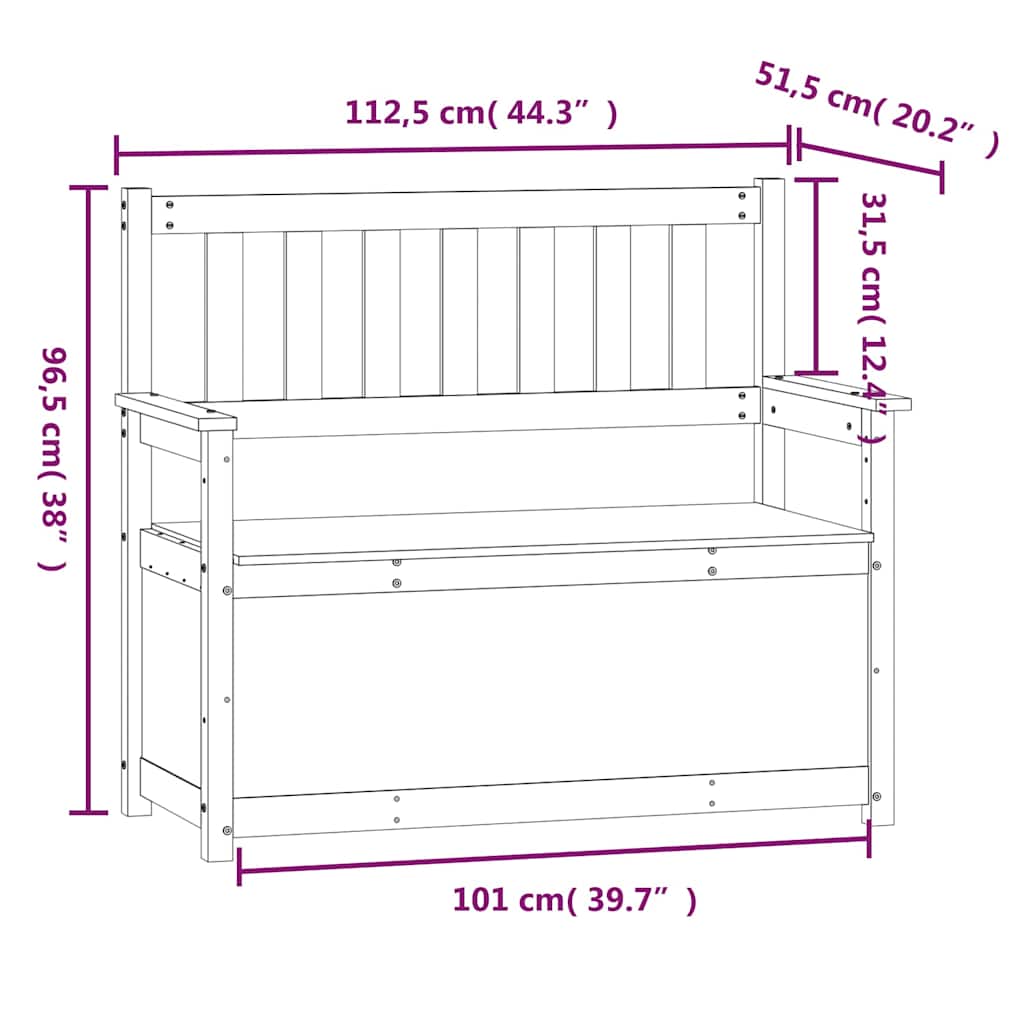 Panca Bianca 112,5x51,5x96,5 cm in Legno Massello di Pino