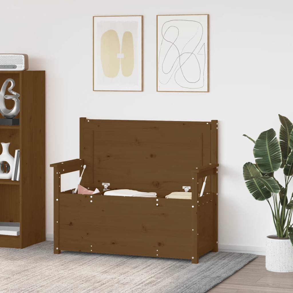 Panca Marrone Ambra 112,5x51,5x96,5cm in Legno Massello di Pino - homemem39