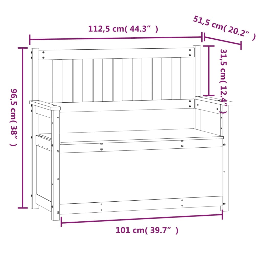 Panca Marrone Ambra 112,5x51,5x96,5cm in Legno Massello di Pino - homemem39