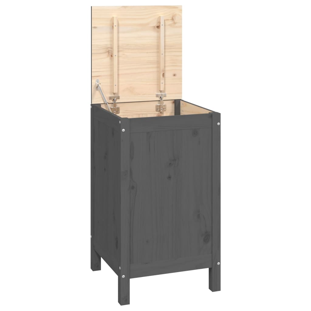 Contenitore per Bucato Grigio 44x44x76 cm Legno Massello Pino - homemem39