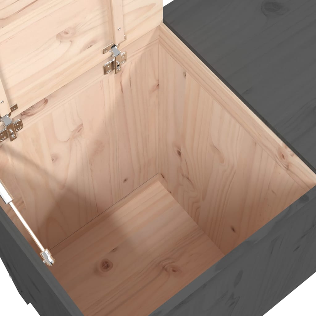 Contenitore per Bucato Grigio 88,5x44x76 cm Legno Massello Pino - homemem39