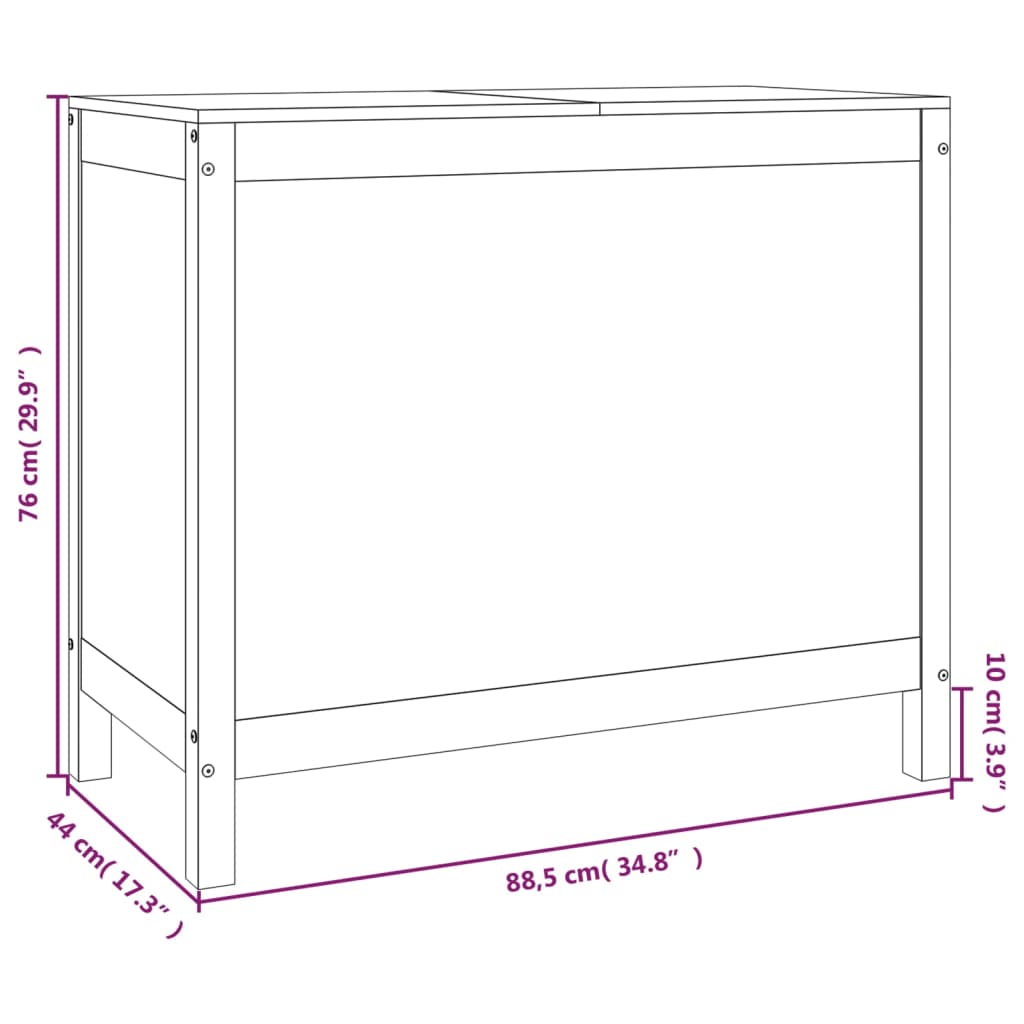 Contenitore per Bucato Ambra 88,5x44x76 cm Legno Massello Pino | homemem39