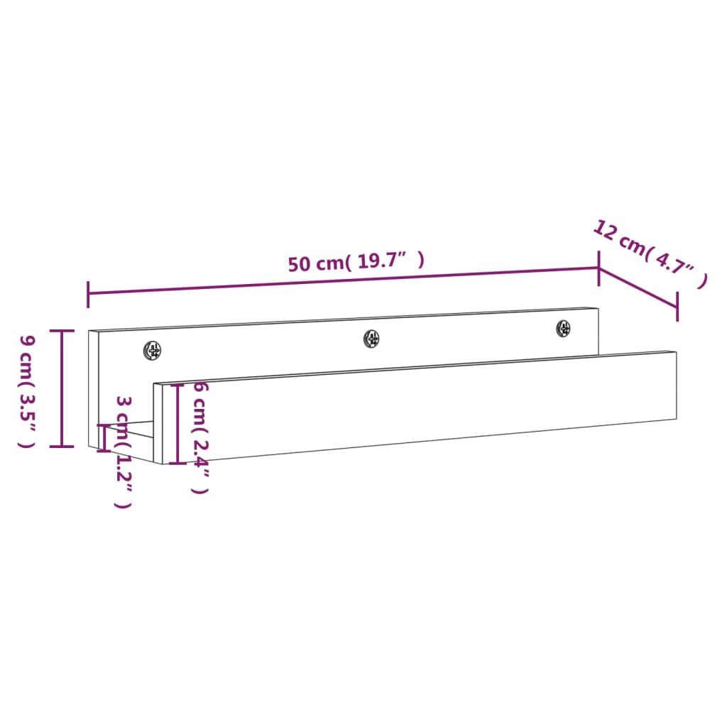 Mensole da Parete 2 pz 50x12x9cm in Legno Massello di Pino | homemem39