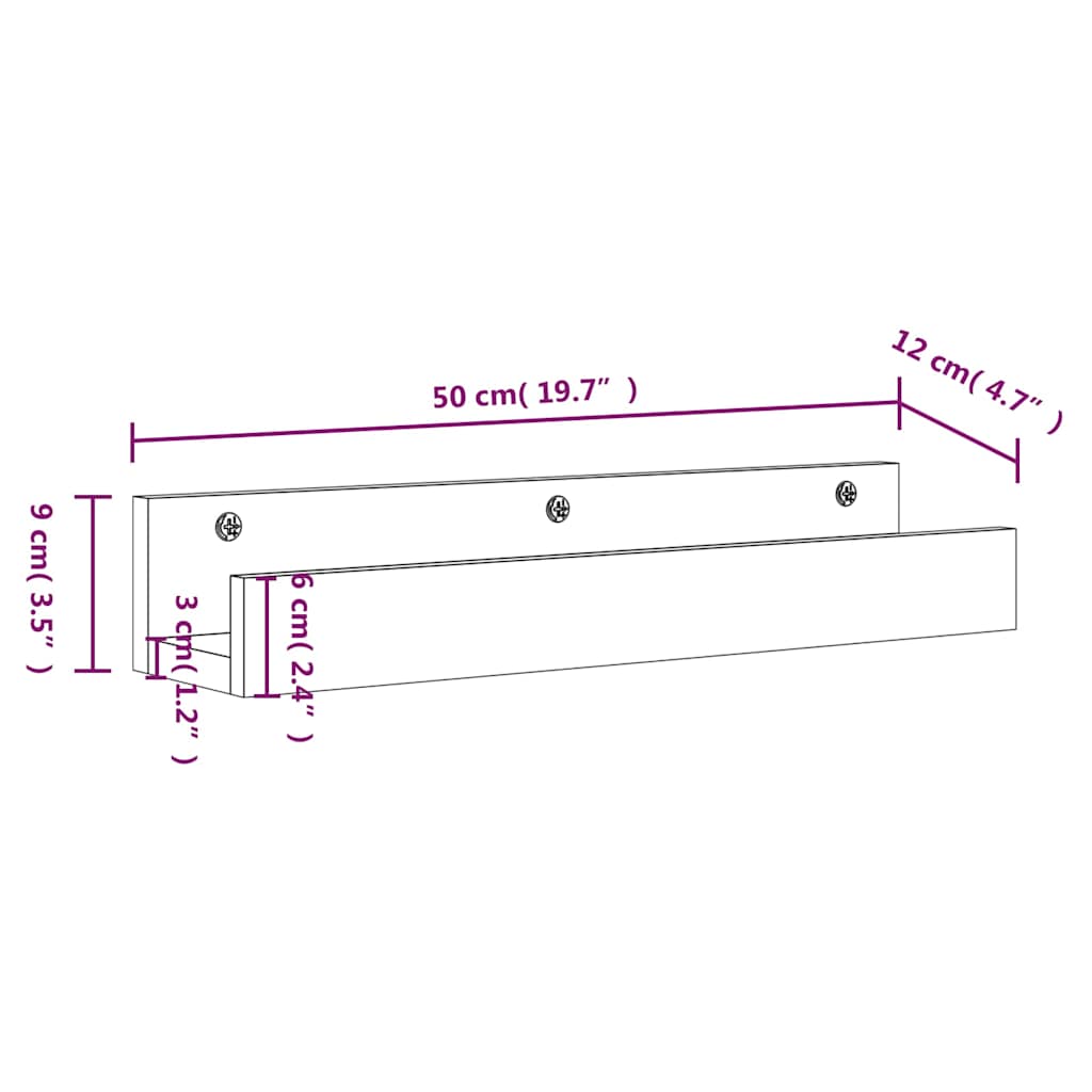 Mensole da Parete 2 pz Bianco 50x12x9cm Legno Massello di Pino